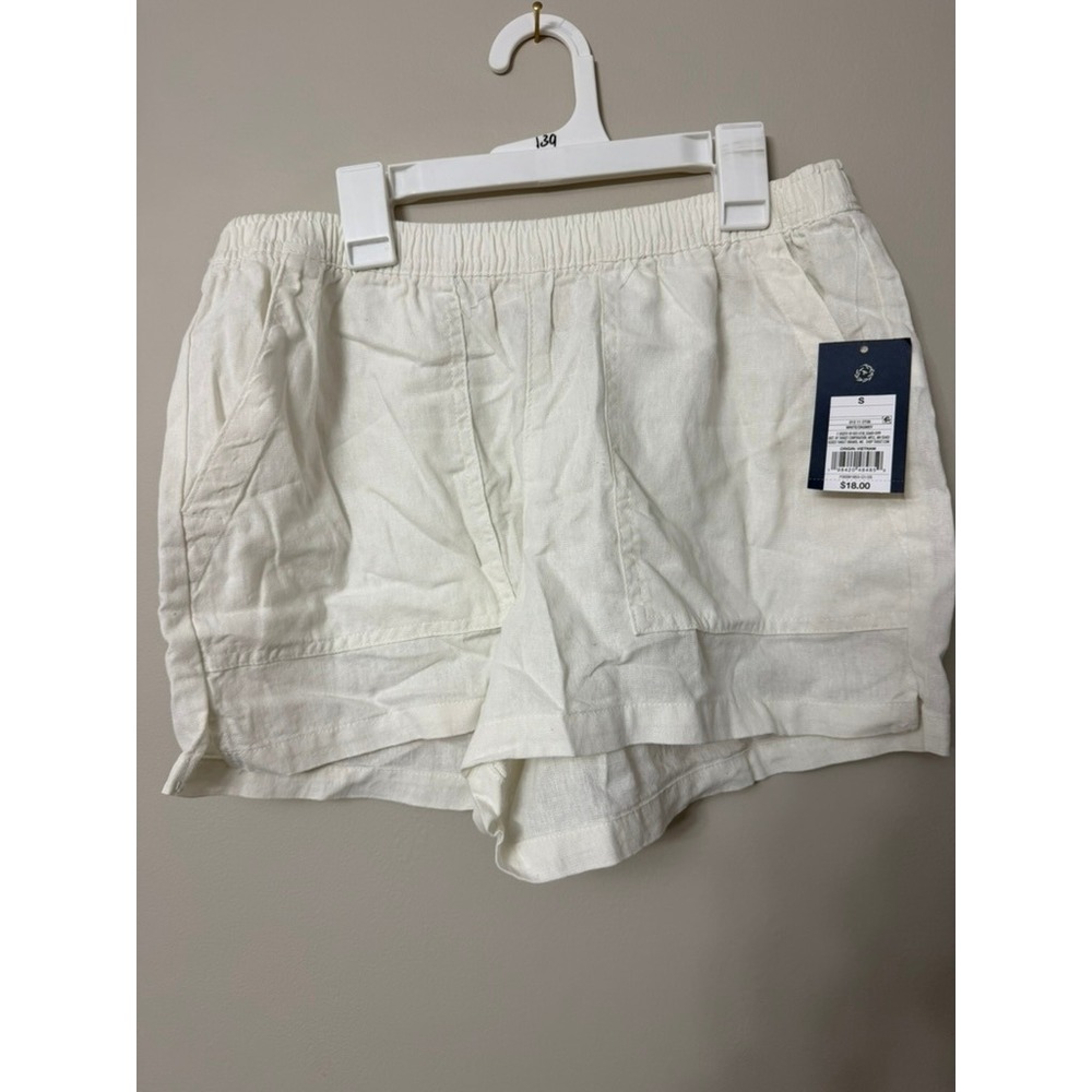 Universal Thread Shorts Womens Small White Linen Blend Pull On Pockets NWT